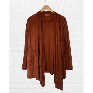 Blank NYC Cloud Nine Draped Wrap Jacket Convertible Faux Suede Leather